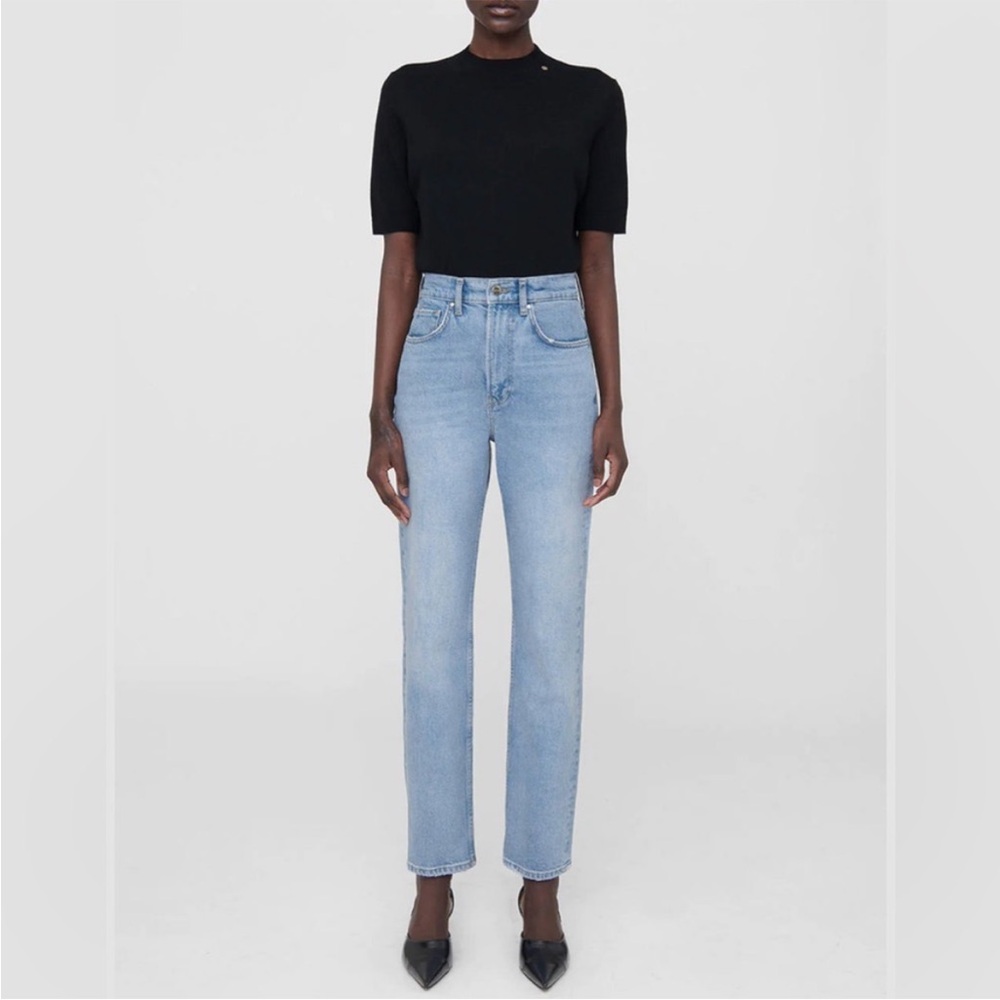 Anine Bing Jackie Jeans Straight Leg Sz 30 Pale Blue